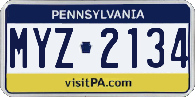 PA license plate MYZ2134