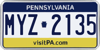 PA license plate MYZ2135