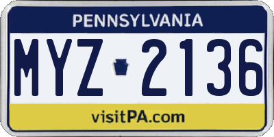 PA license plate MYZ2136