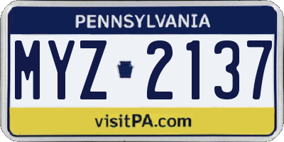 PA license plate MYZ2137