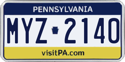PA license plate MYZ2140