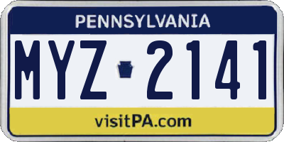 PA license plate MYZ2141
