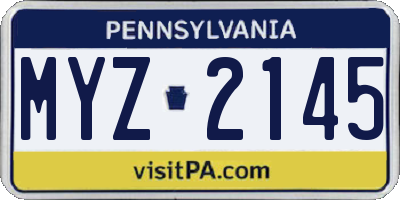 PA license plate MYZ2145