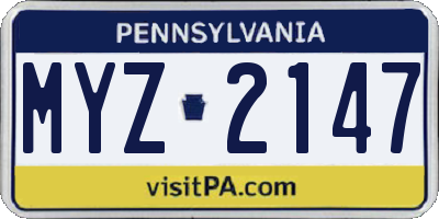 PA license plate MYZ2147