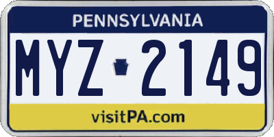 PA license plate MYZ2149