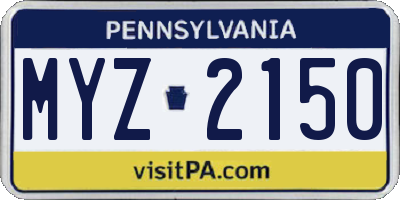 PA license plate MYZ2150