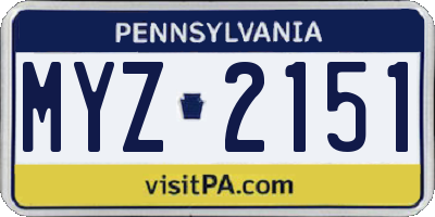 PA license plate MYZ2151