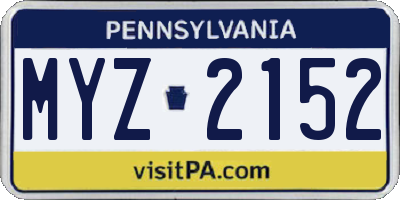 PA license plate MYZ2152