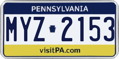 PA license plate MYZ2153