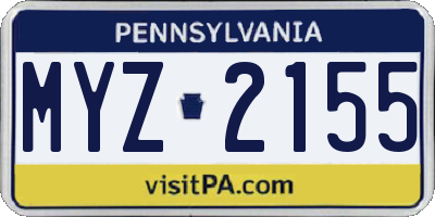 PA license plate MYZ2155
