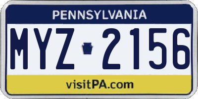 PA license plate MYZ2156