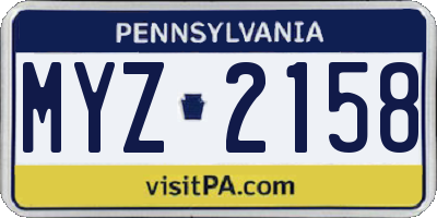 PA license plate MYZ2158