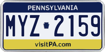PA license plate MYZ2159
