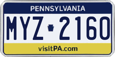 PA license plate MYZ2160
