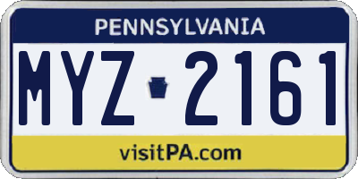 PA license plate MYZ2161