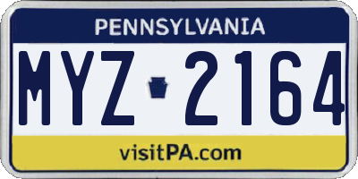 PA license plate MYZ2164