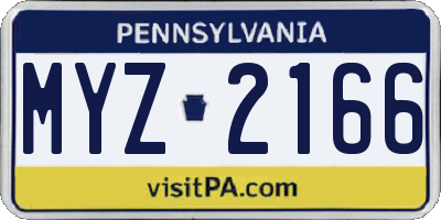 PA license plate MYZ2166