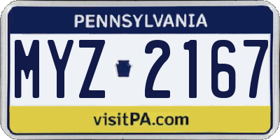 PA license plate MYZ2167