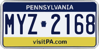 PA license plate MYZ2168