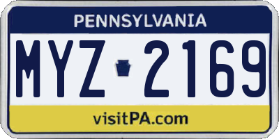 PA license plate MYZ2169