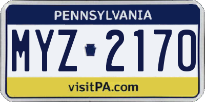 PA license plate MYZ2170