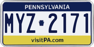 PA license plate MYZ2171