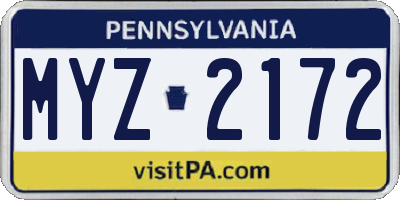 PA license plate MYZ2172