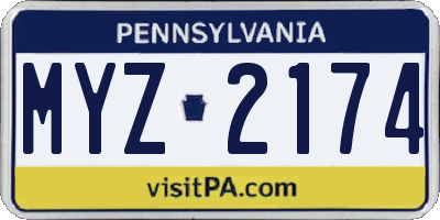 PA license plate MYZ2174