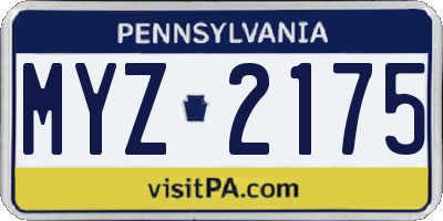 PA license plate MYZ2175