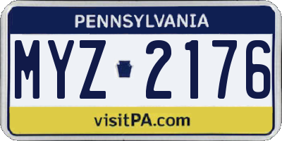 PA license plate MYZ2176