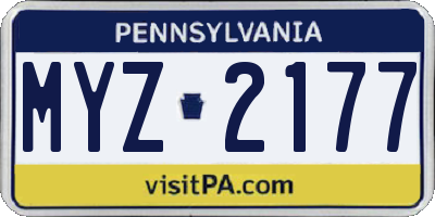 PA license plate MYZ2177
