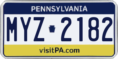 PA license plate MYZ2182