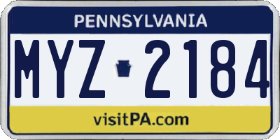 PA license plate MYZ2184