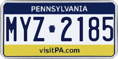 PA license plate MYZ2185