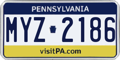 PA license plate MYZ2186