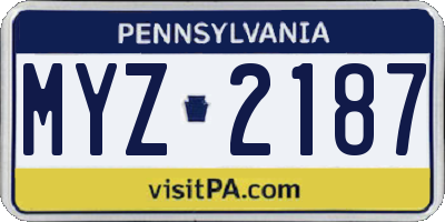 PA license plate MYZ2187