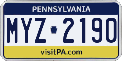 PA license plate MYZ2190