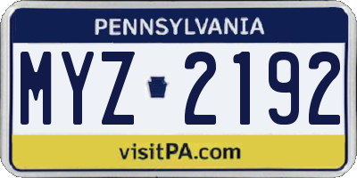 PA license plate MYZ2192