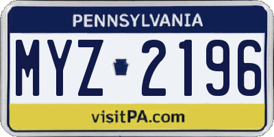 PA license plate MYZ2196