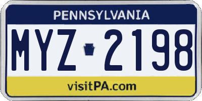 PA license plate MYZ2198