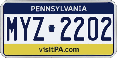 PA license plate MYZ2202