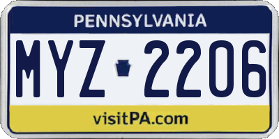 PA license plate MYZ2206