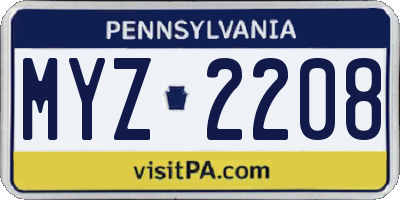 PA license plate MYZ2208