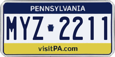 PA license plate MYZ2211