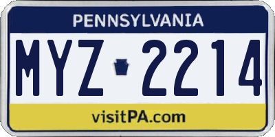 PA license plate MYZ2214