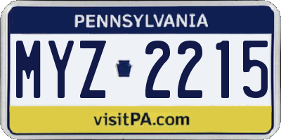 PA license plate MYZ2215