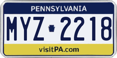 PA license plate MYZ2218