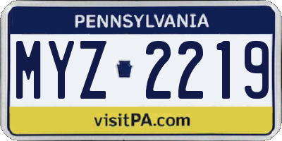 PA license plate MYZ2219