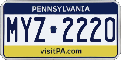 PA license plate MYZ2220