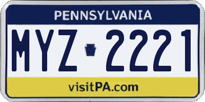 PA license plate MYZ2221